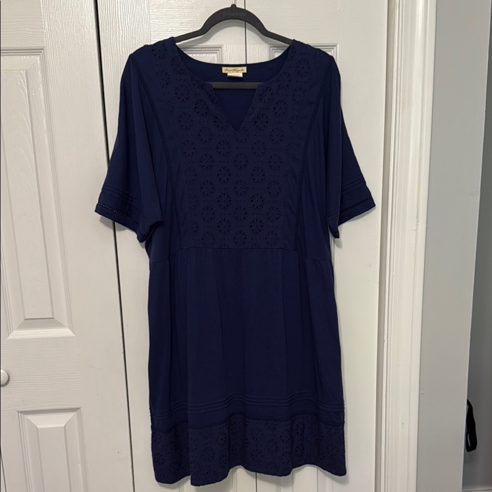 Sweet Magnolia Navy Eyelet Dress